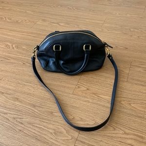 J Crew black leather zipper satchel
